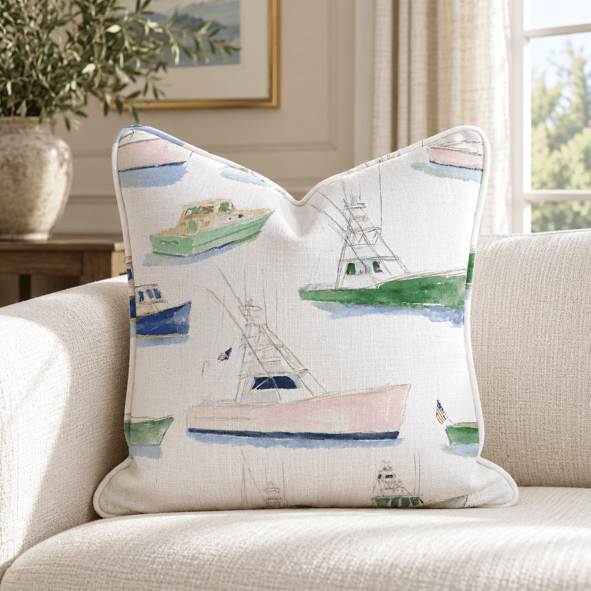Preppy Fleet Throw Pillow throw pillow - Hillcroft Home