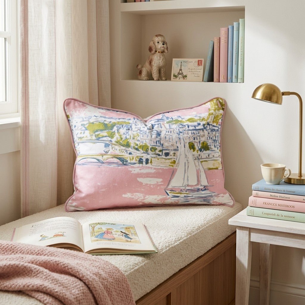 Preppy In Paris Throw Pillow - Hillcroft Home