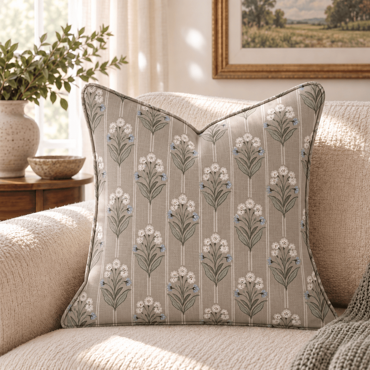 Primrose Driftwood Throw Pillow throw pillow - Hillcroft Home