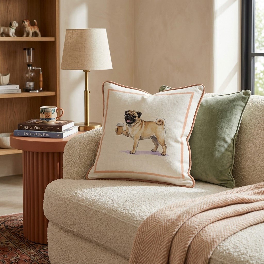 Pug Coffee Throw Pillow - Hillcroft Home