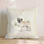 Pug Matcha Throw Pillow - Hillcroft Home
