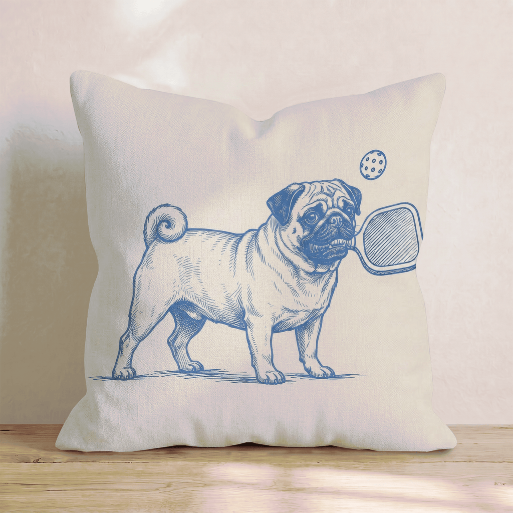 Pug Pickleball Throw Pillow - Hillcroft Home