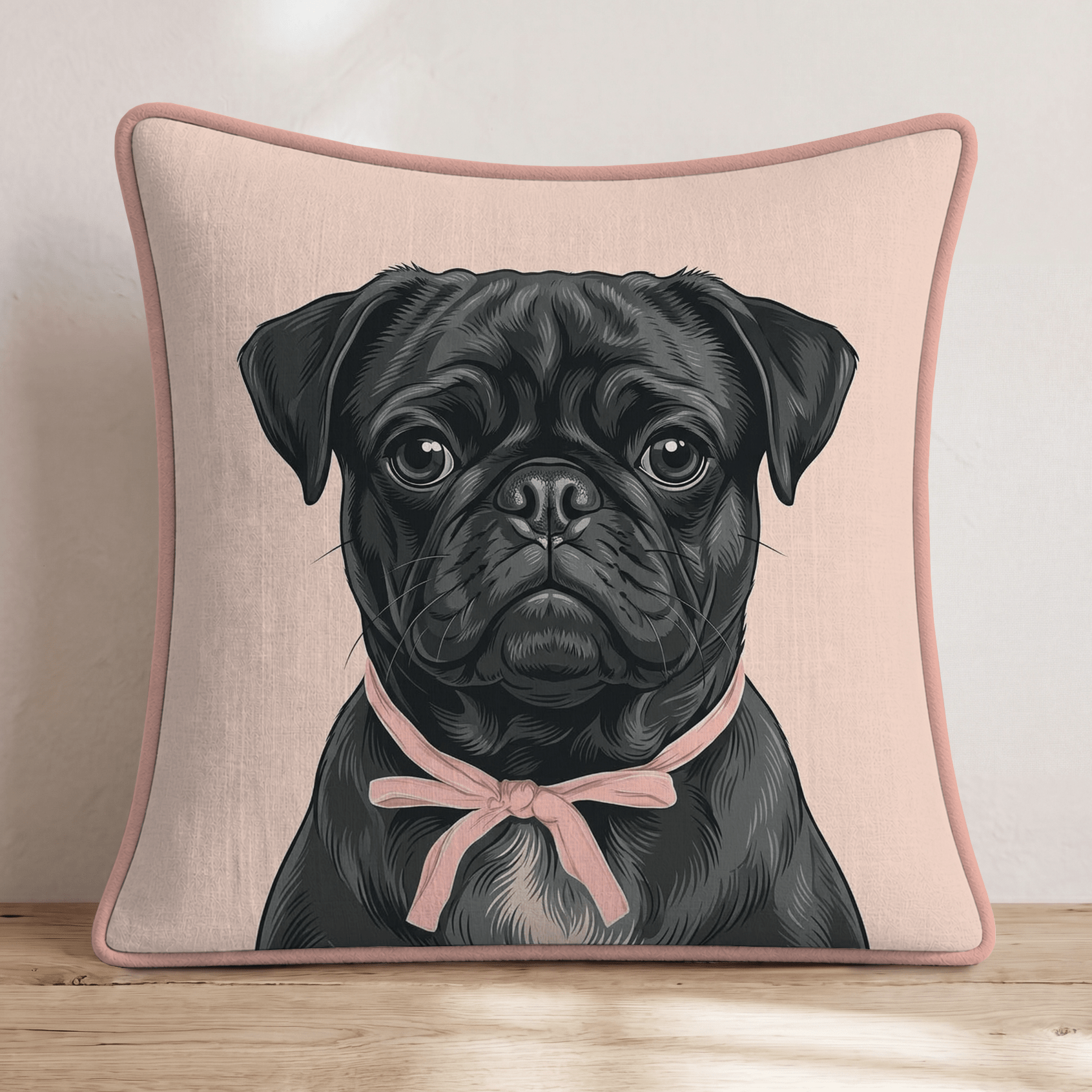Pug Portrait Throw Pillow - Hillcroft Home