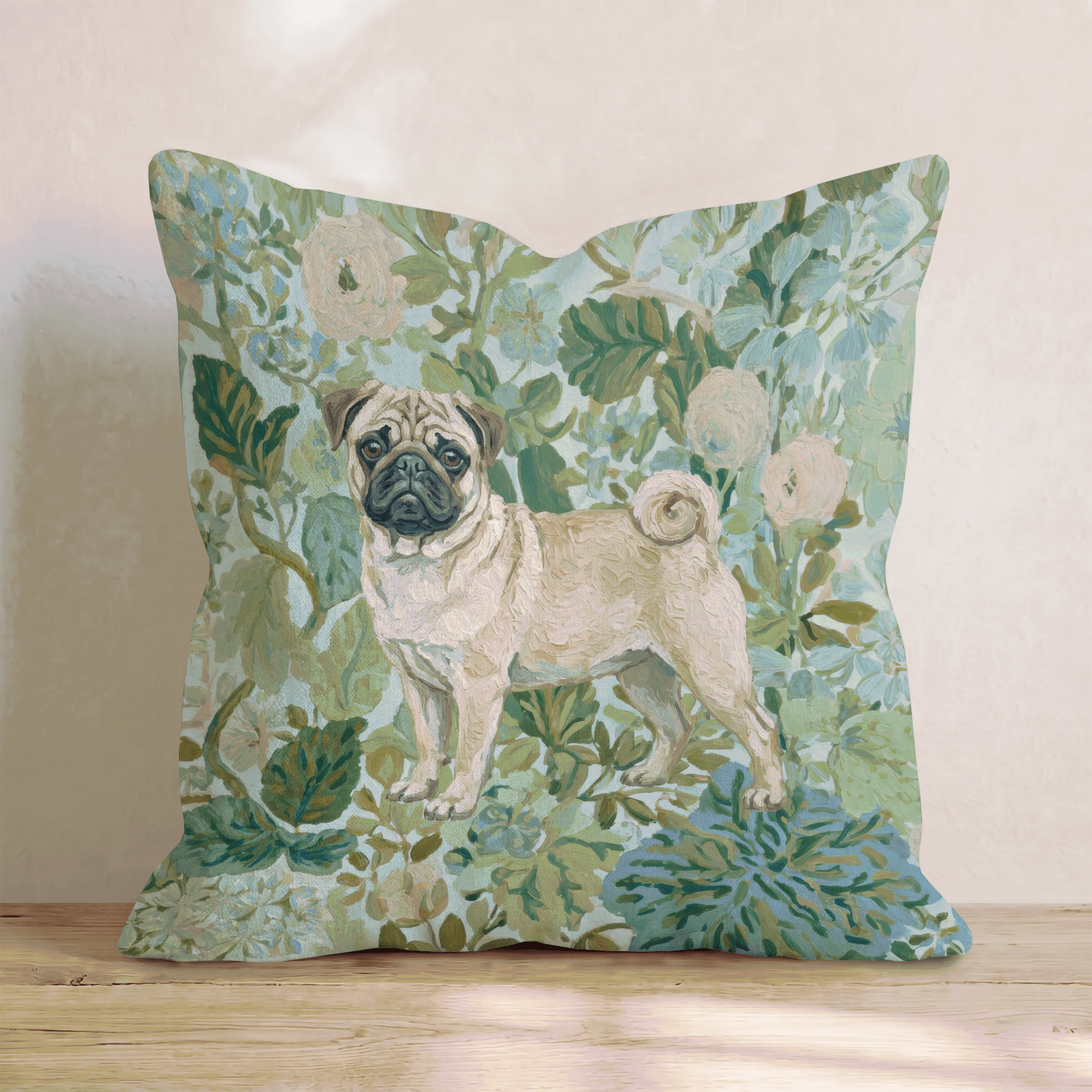 Pug Power Throw Pillow - Hillcroft Home