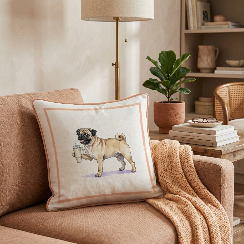 Pug Tumbler Throw Pillow - Hillcroft Home