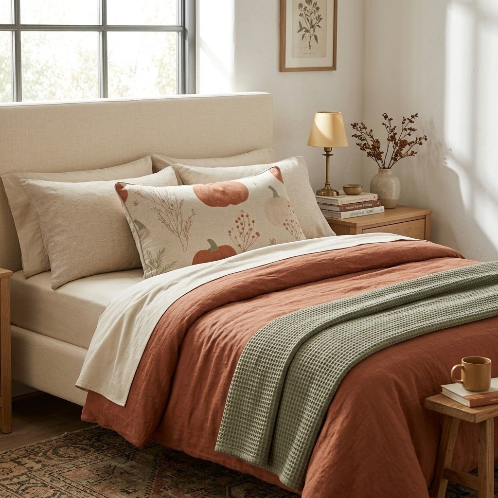 Pumpkin and Fern Speckle Throw Pillow - Hillcroft Home