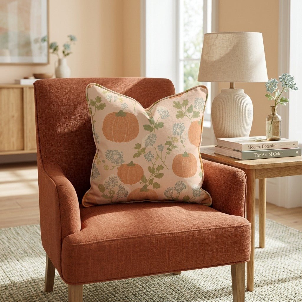 Pumpkin and Wildflower Throw Pillow - Hillcroft Home