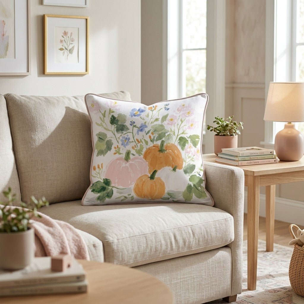 Pumpkin Bouquet Throw Pillow - Hillcroft Home