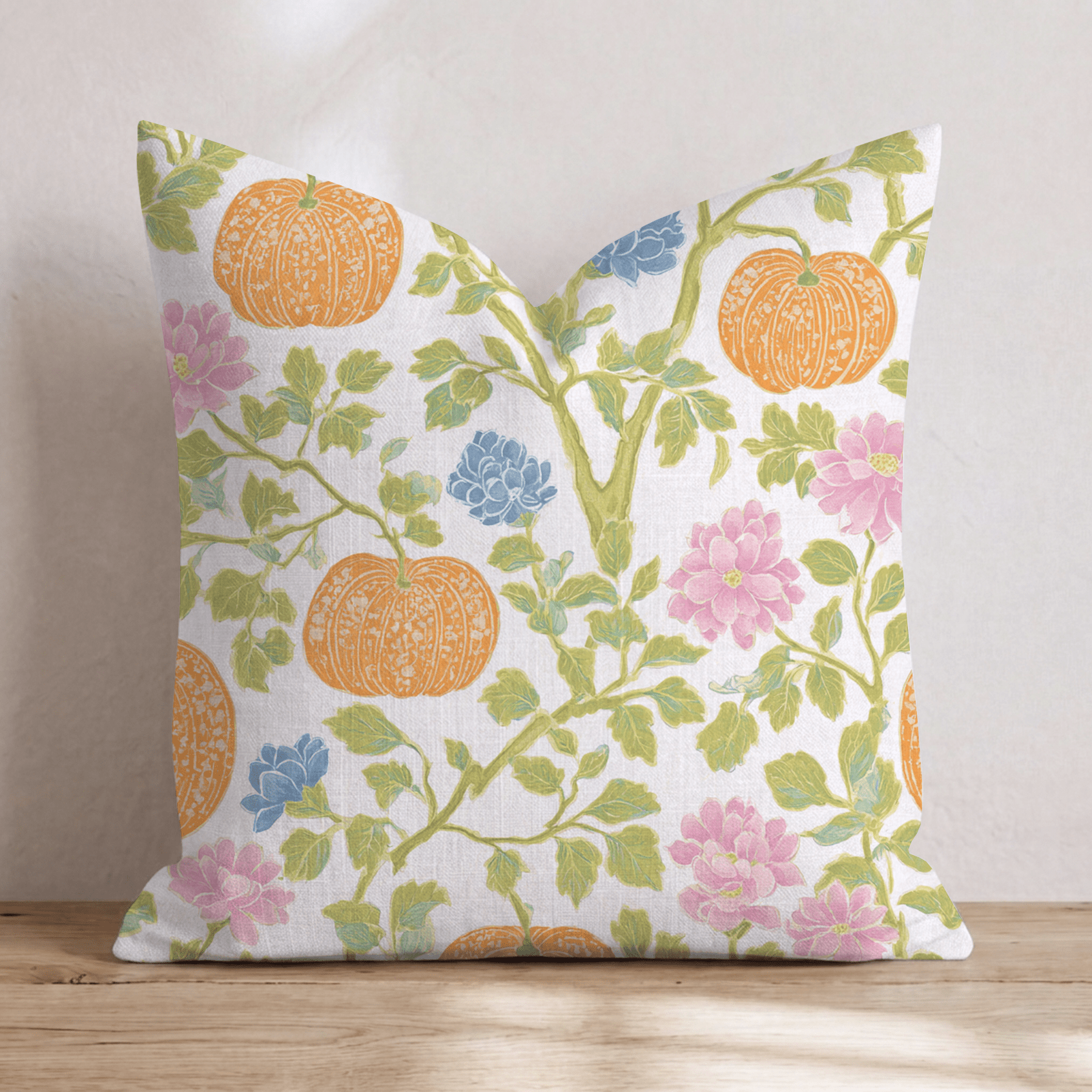Pumpkin Chinoiserie Throw Pillow - Hillcroft Home