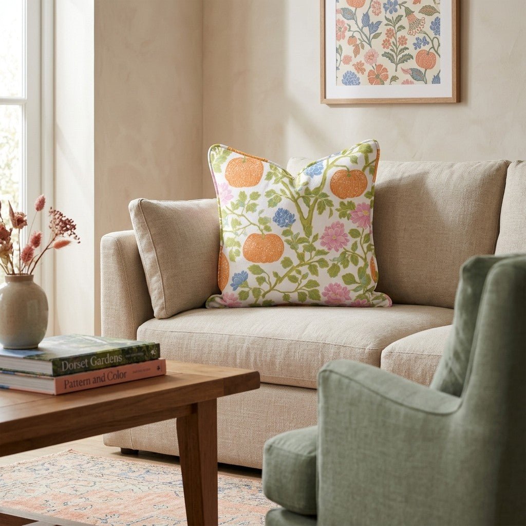 Pumpkin Chinoiserie Throw Pillow - Hillcroft Home