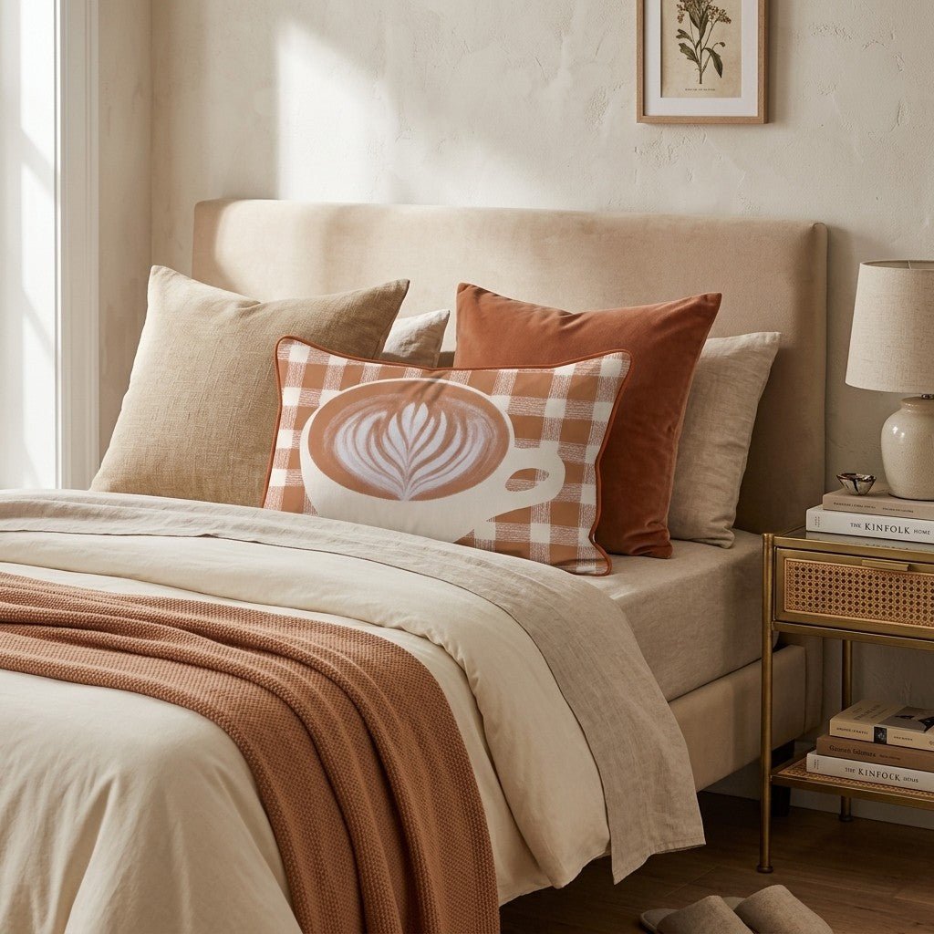 Pumpkin Coffee Throw Pillow - Hillcroft Home