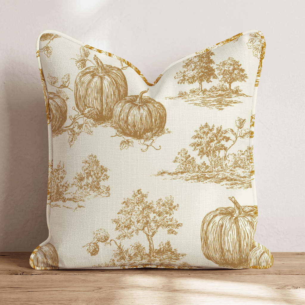 Pumpkin Farm Toile Throw Pillow - Hillcroft Home