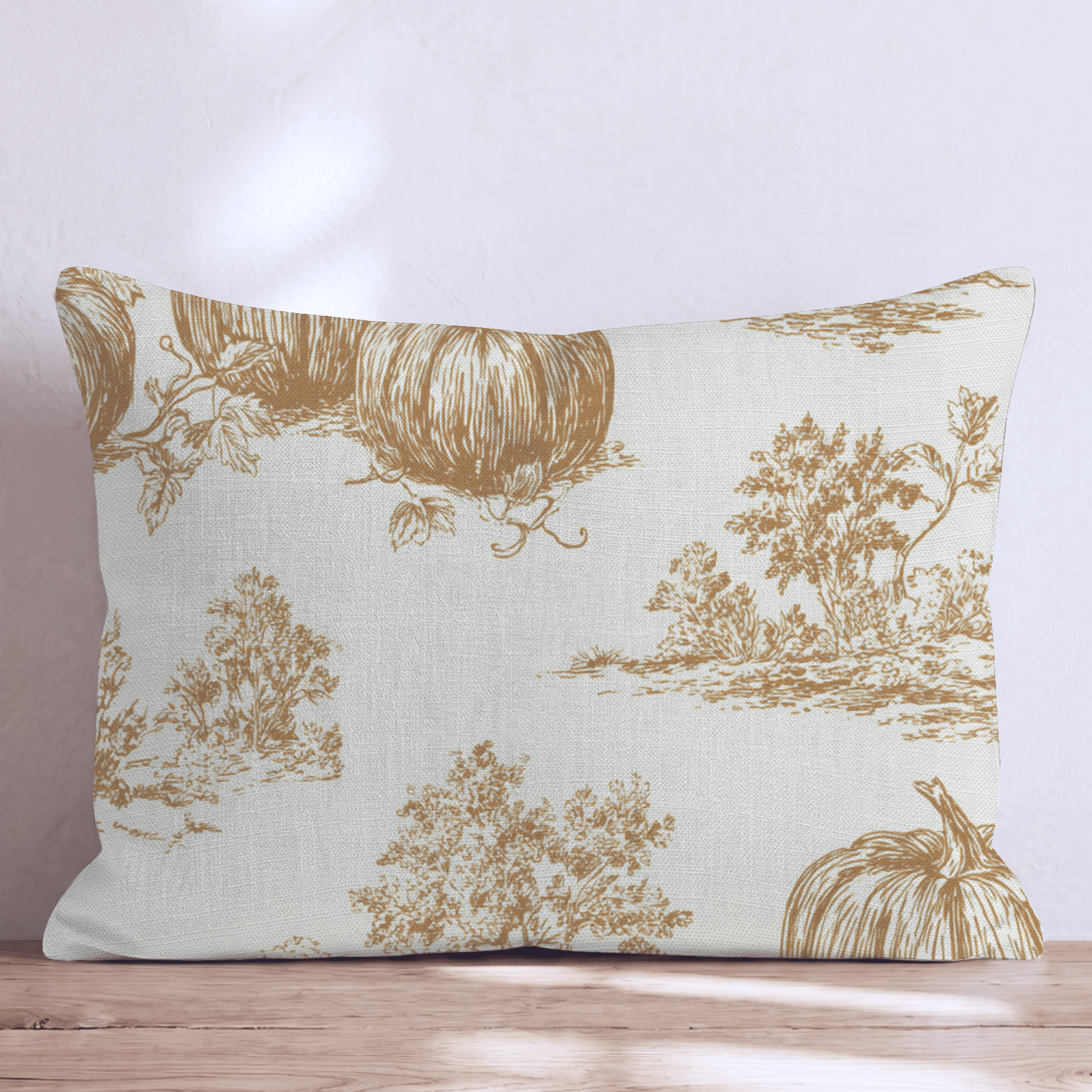 Pumpkin Farm Toile Throw Pillow - Hillcroft Home