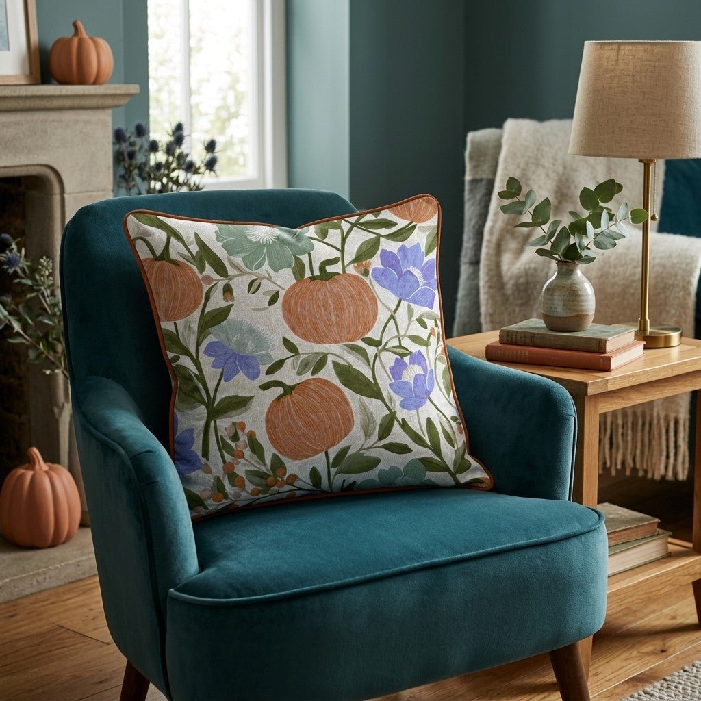 Pumpkin Flora Throw Pillow - Hillcroft Home