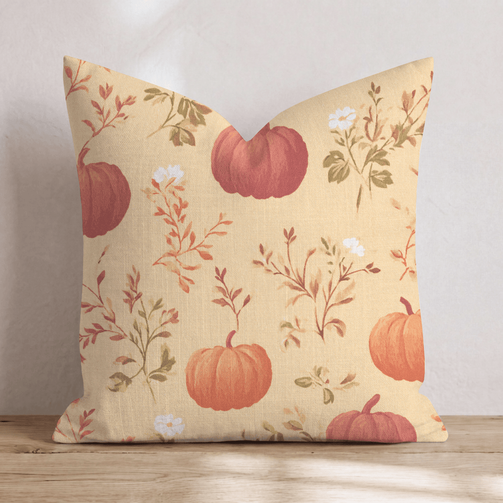 Pumpkin Florals Throw Pillow - Hillcroft Home