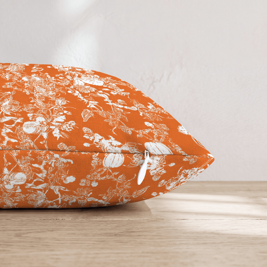 Pumpkin Garden Toile Throw Pillow - Hillcroft Home