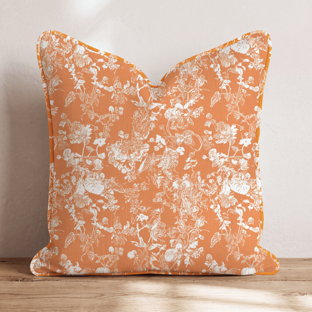 Pumpkin Garden Toile Throw Pillow - Hillcroft Home
