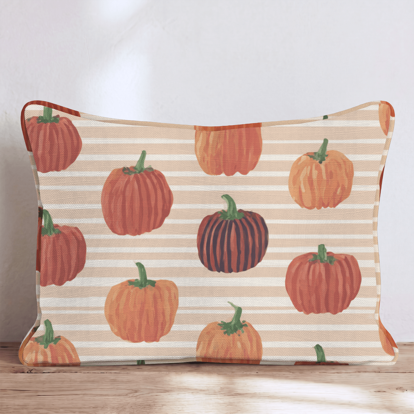 Pumpkin Market Stripes Throw Pillow - Hillcroft Home