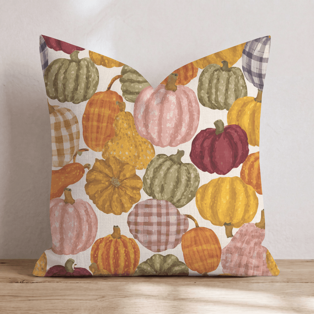 Pumpkin Patch Plaid Throw Pillow - Hillcroft Home