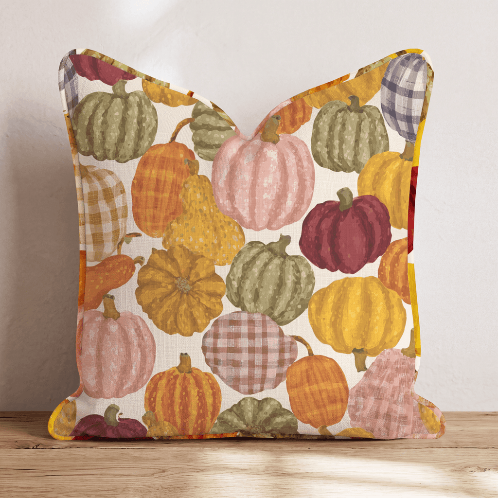 Pumpkin Patch Plaid Throw Pillow - Hillcroft Home
