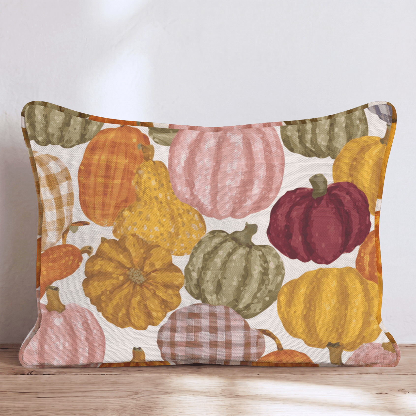 Pumpkin Patch Plaid Throw Pillow - Hillcroft Home