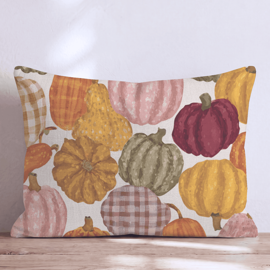 Pumpkin Patch Plaid Throw Pillow - Hillcroft Home