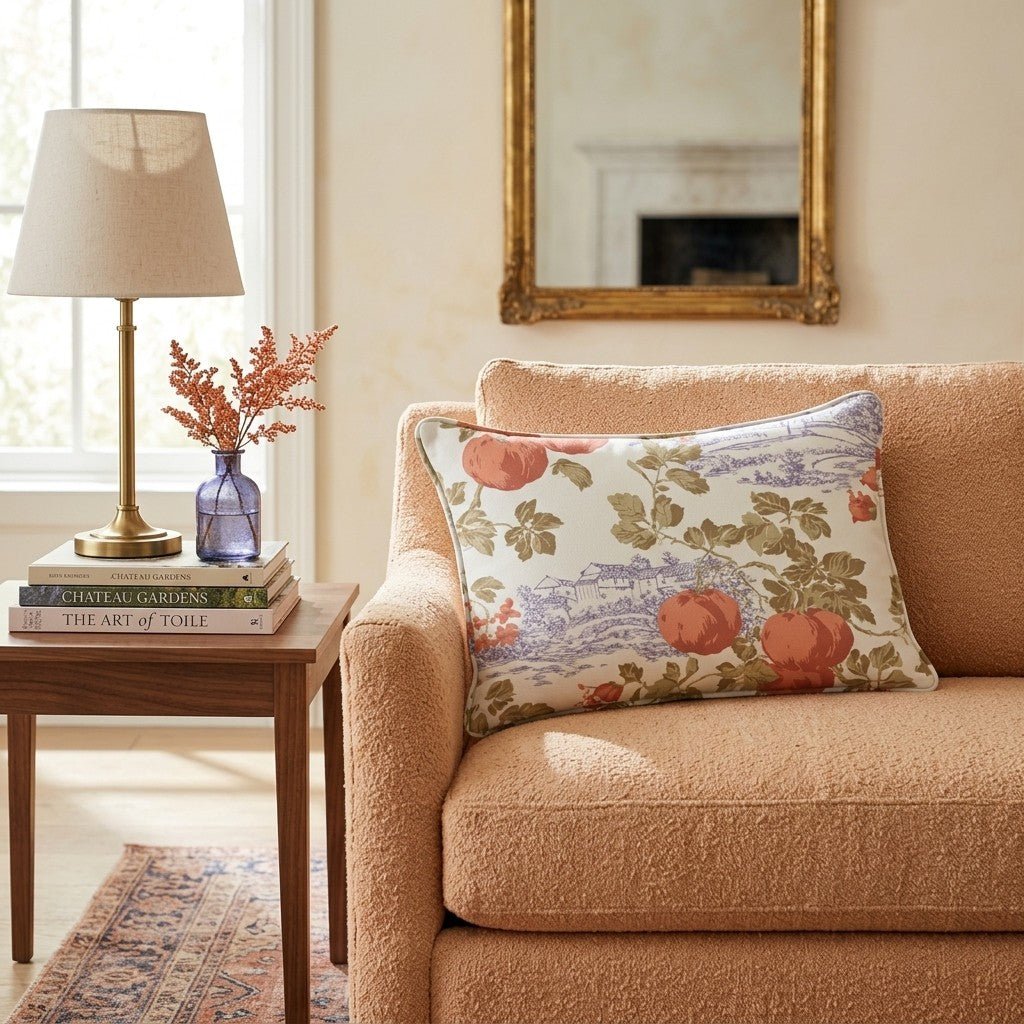 Pumpkin Patch Toile Throw Pillow - Hillcroft Home