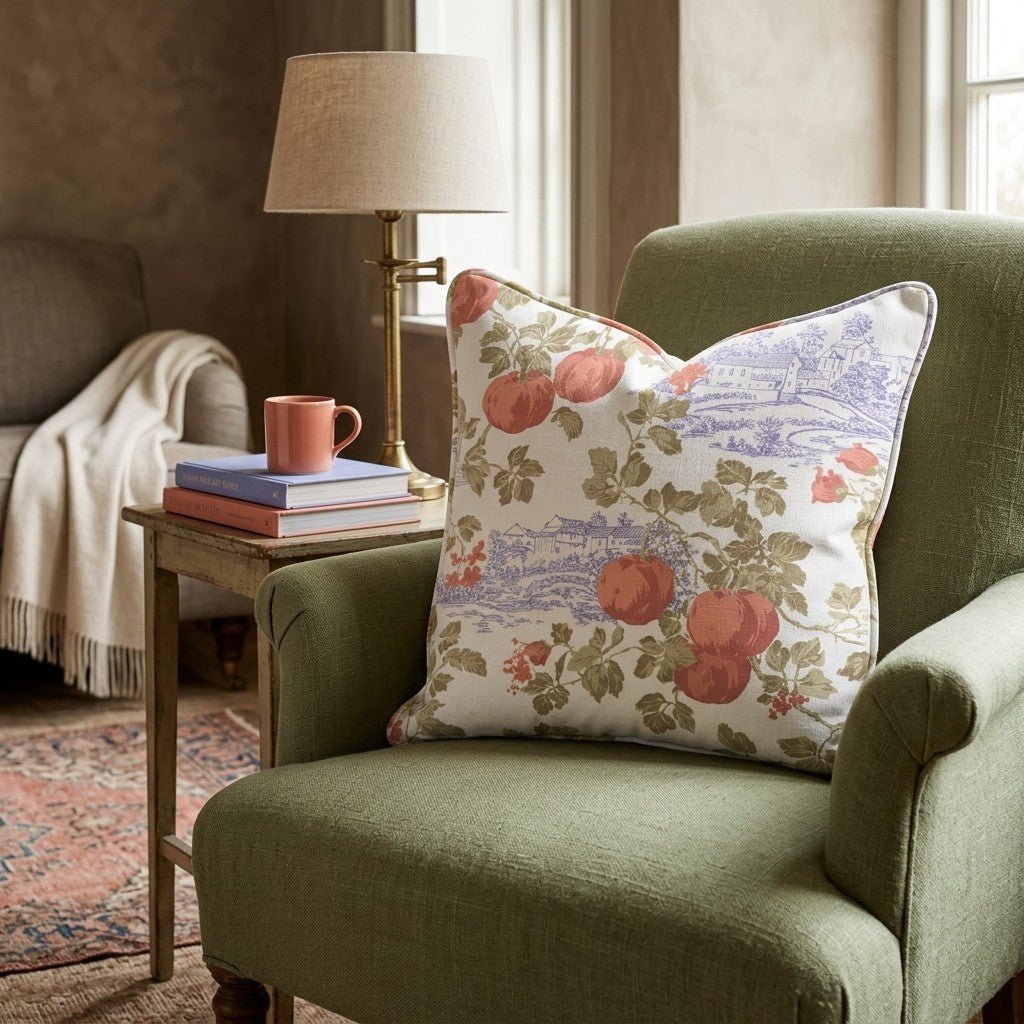 Pumpkin Patch Toile Throw Pillow - Hillcroft Home