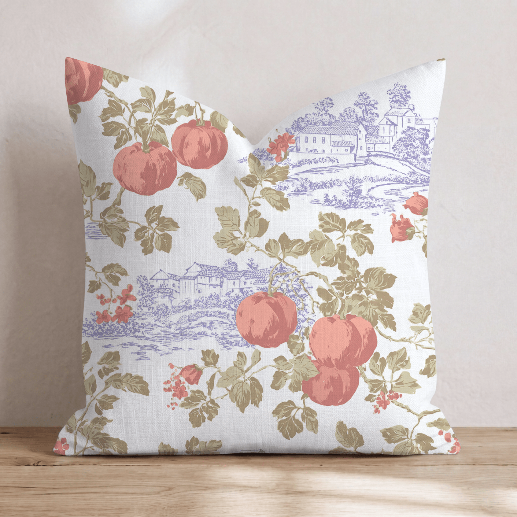 Pumpkin Patch Toile Throw Pillow - Hillcroft Home