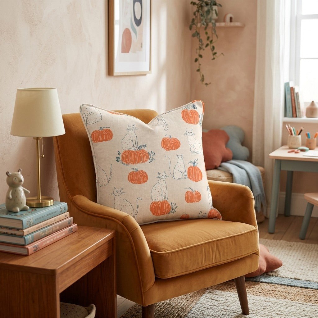 Pumpkin Perch Throw Pillow - Hillcroft Home