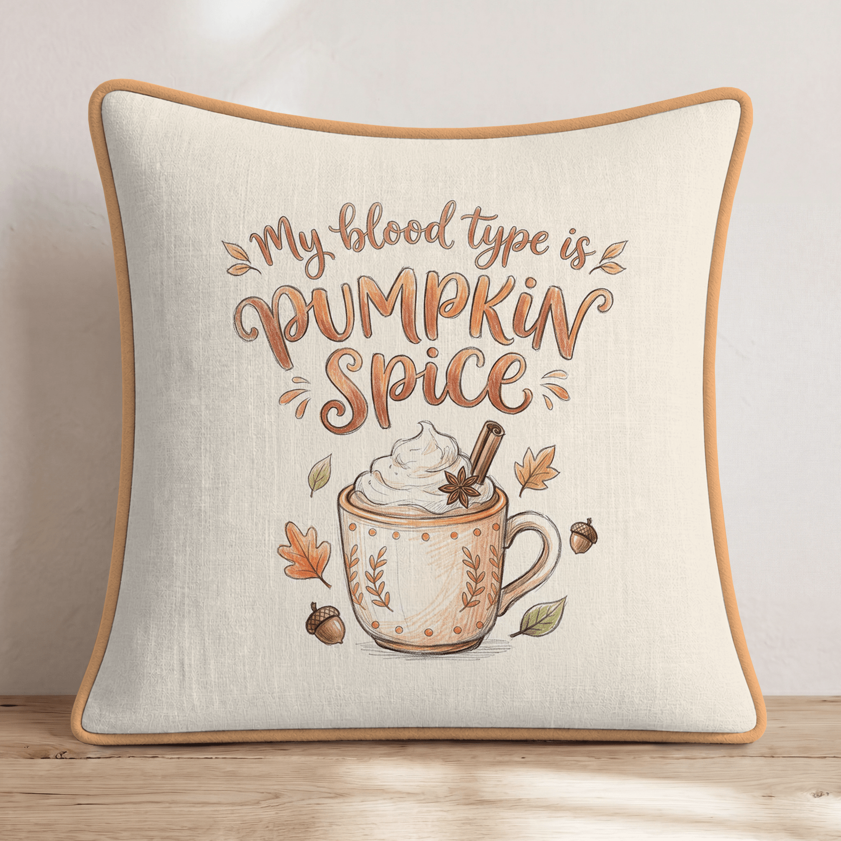Pumpkin Spice Blood Type Throw Pillow - Hillcroft Home