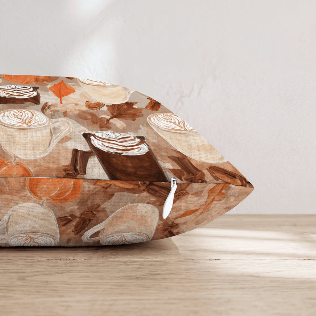 Pumpkin Spice & Cinnamon Lattes Throw Pillow - Hillcroft Home