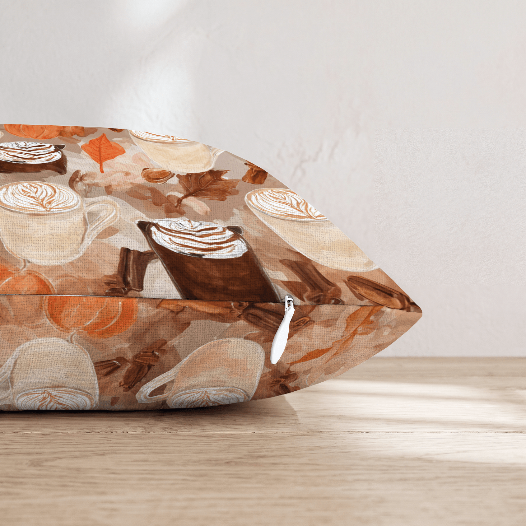 Pumpkin Spice & Cinnamon Lattes Throw Pillow - Hillcroft Home