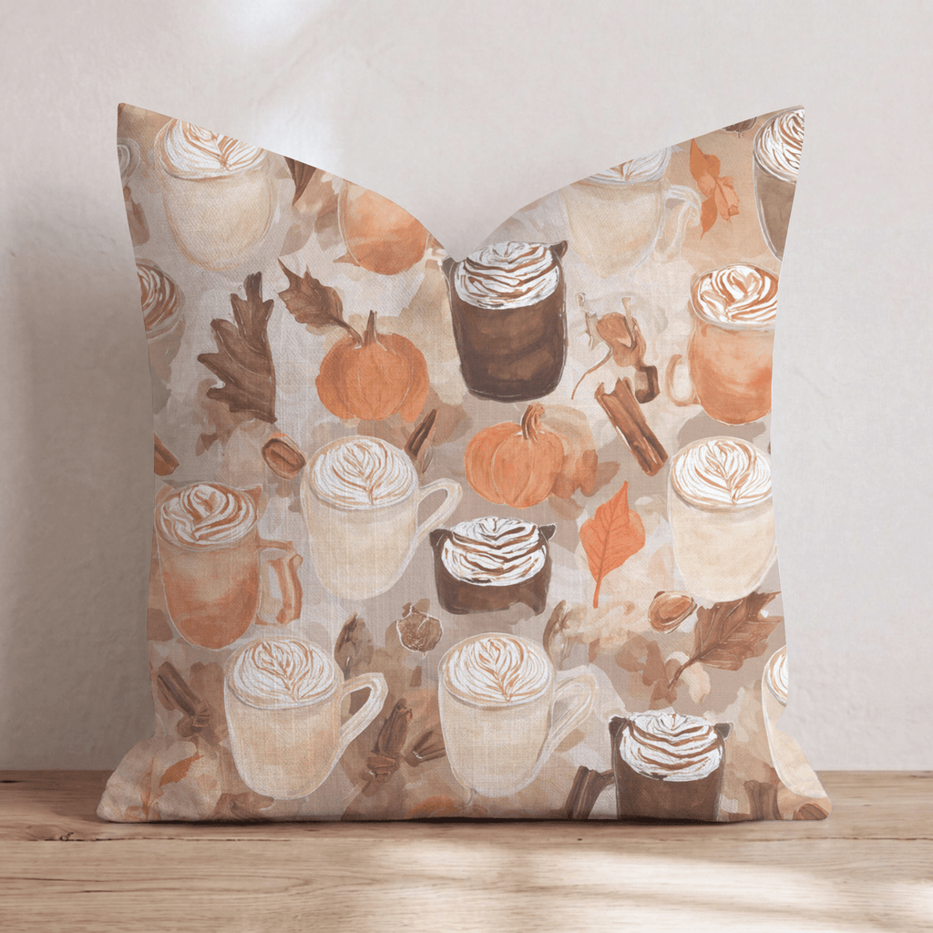 Pumpkin Spice & Cinnamon Lattes Throw Pillow - Hillcroft Home