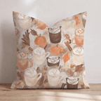 Pumpkin Spice & Cinnamon Lattes Throw Pillow - Hillcroft Home