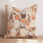 Pumpkin Spice & Cinnamon Lattes Throw Pillow - Hillcroft Home