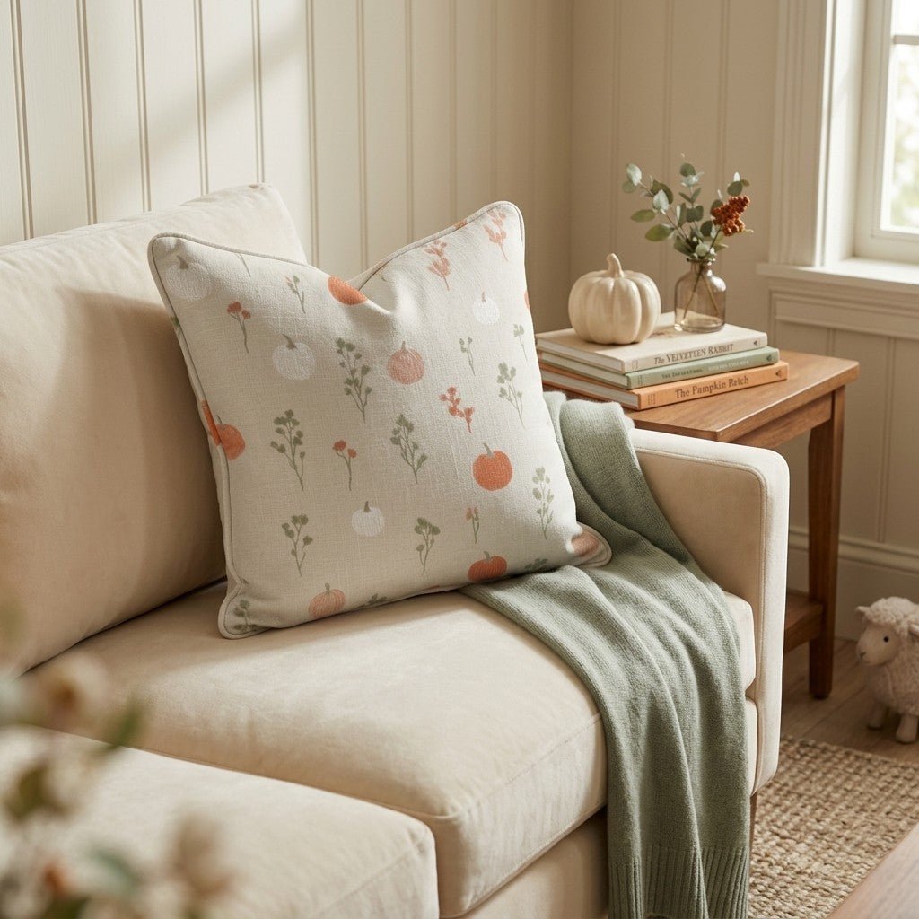 Pumpkin Sprig Ditsy Throw Pillow - Hillcroft Home