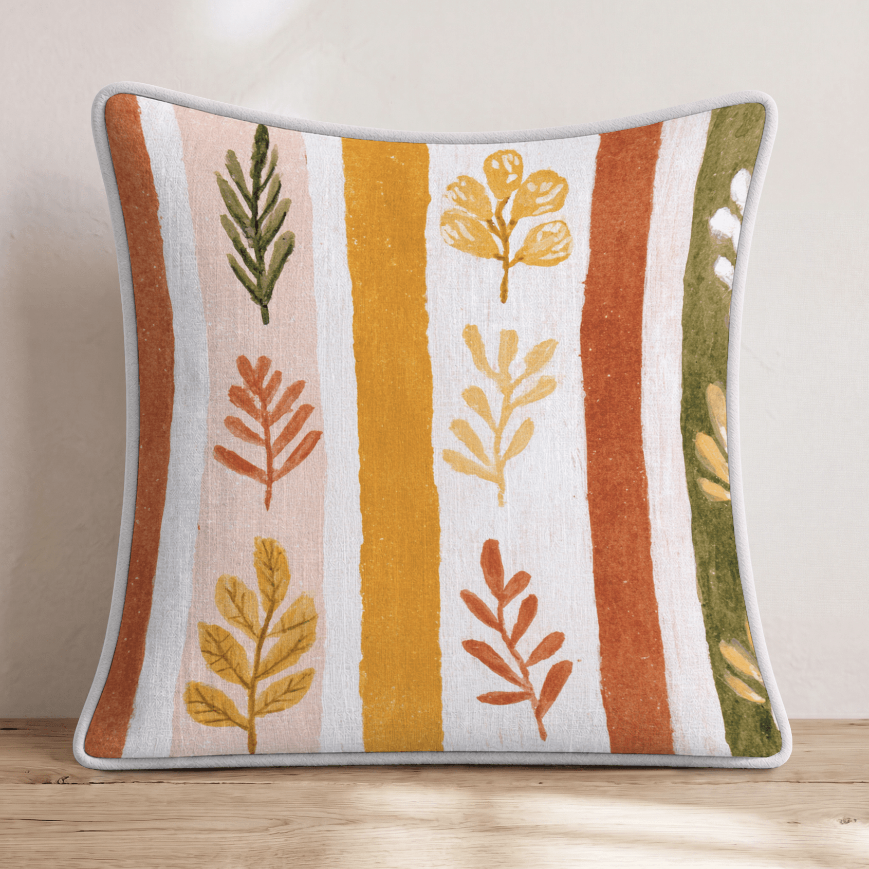 Pumpkin Stripe Throw Pillow - Hillcroft Home