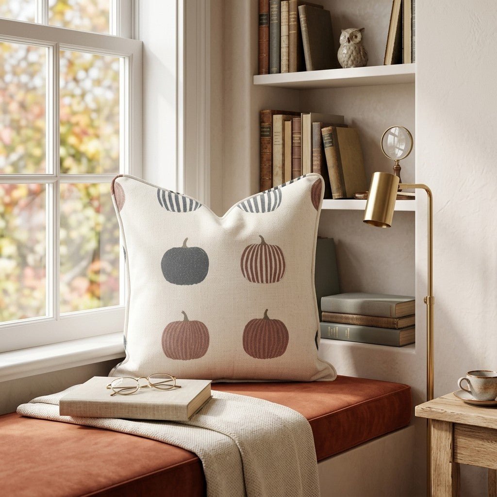 Pumpkin Striped Whimsy Throw Pillow - Hillcroft Home