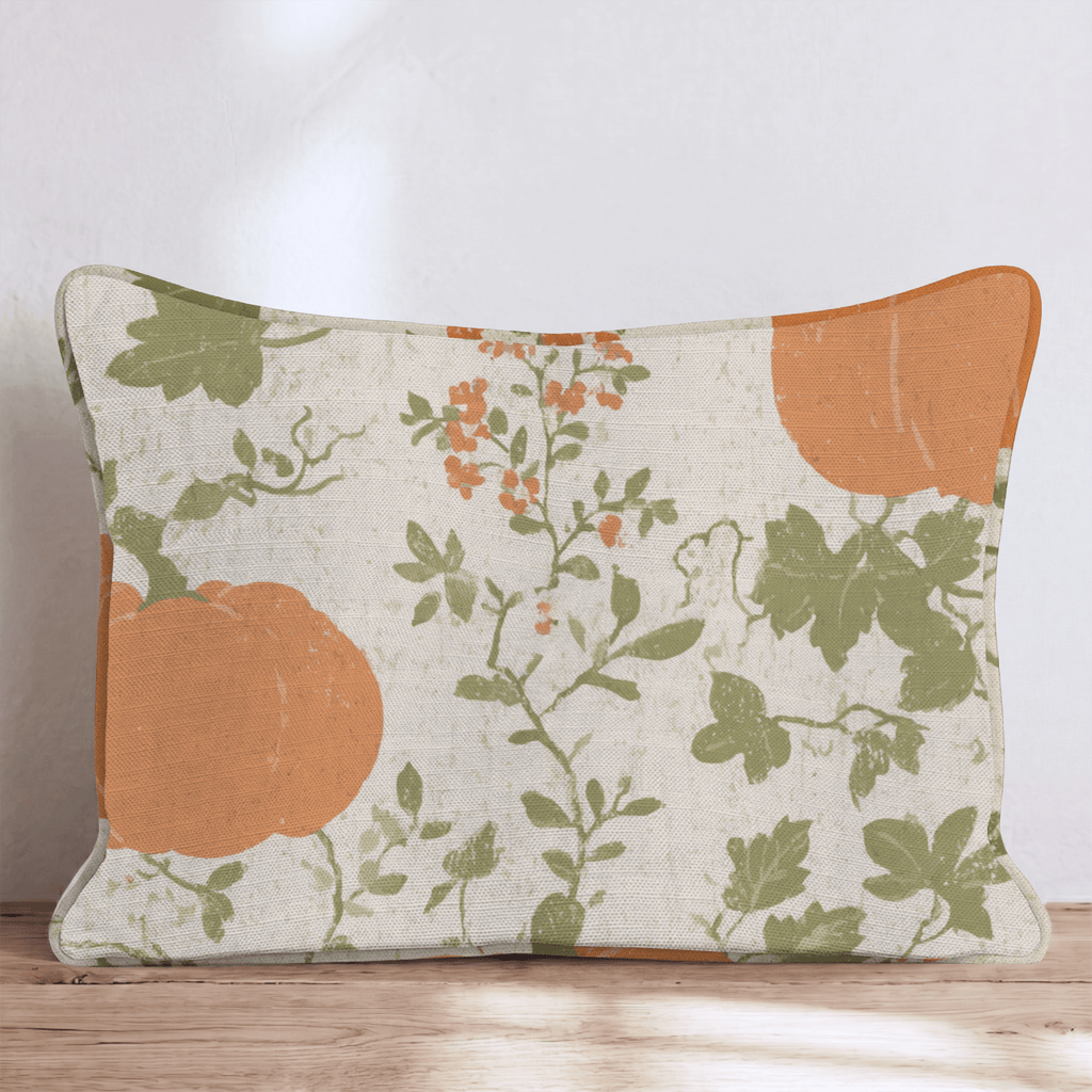 Pumpkin Vine Toile Throw Pillow - Hillcroft Home