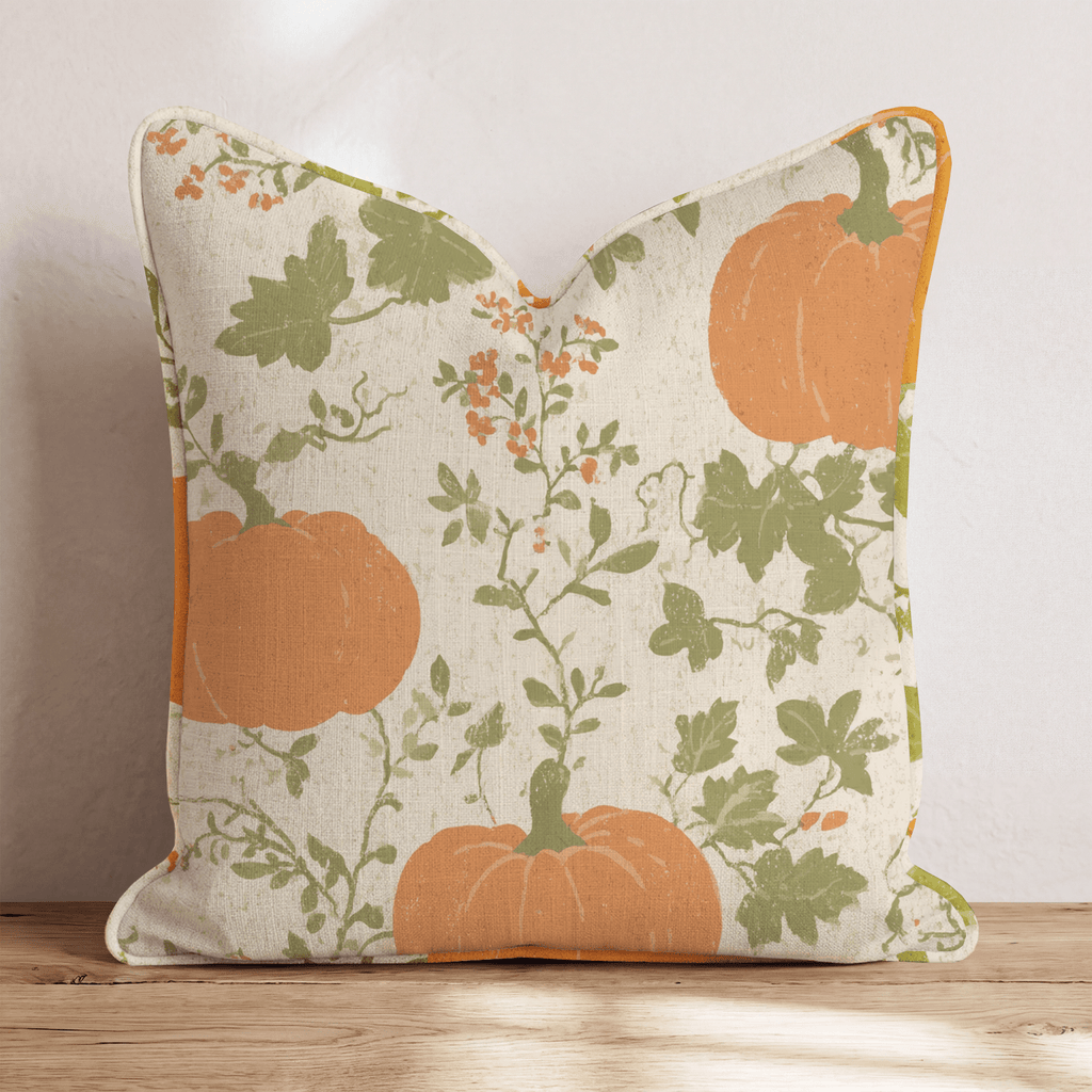 Pumpkin Vine Toile Throw Pillow - Hillcroft Home