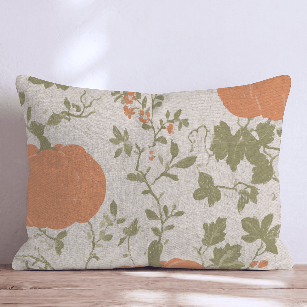 Pumpkin Vine Toile Throw Pillow - Hillcroft Home