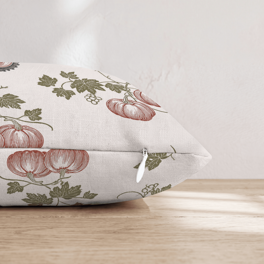 Pumpkin Vine Tractor Toile Throw Pillow - Hillcroft Home