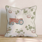 Pumpkin Vine Tractor Toile Throw Pillow - Hillcroft Home