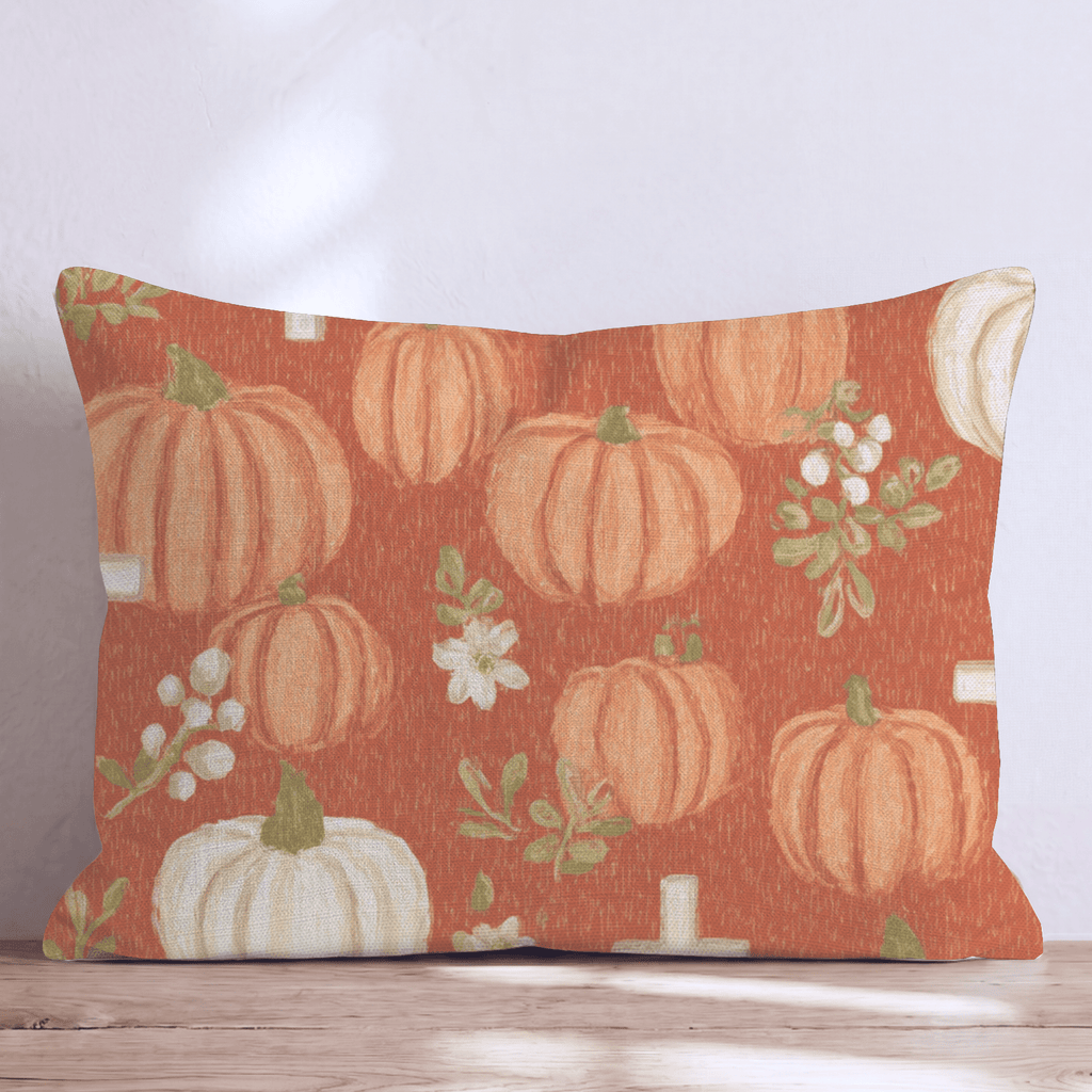Pumpkins, Crosses & Blossoms Throw Pillow - Hillcroft Home