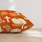 Pumpkins, Crosses & Blossoms Throw Pillow - Hillcroft Home