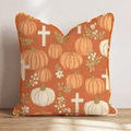 Pumpkins, Crosses & Blossoms Throw Pillow - Hillcroft Home