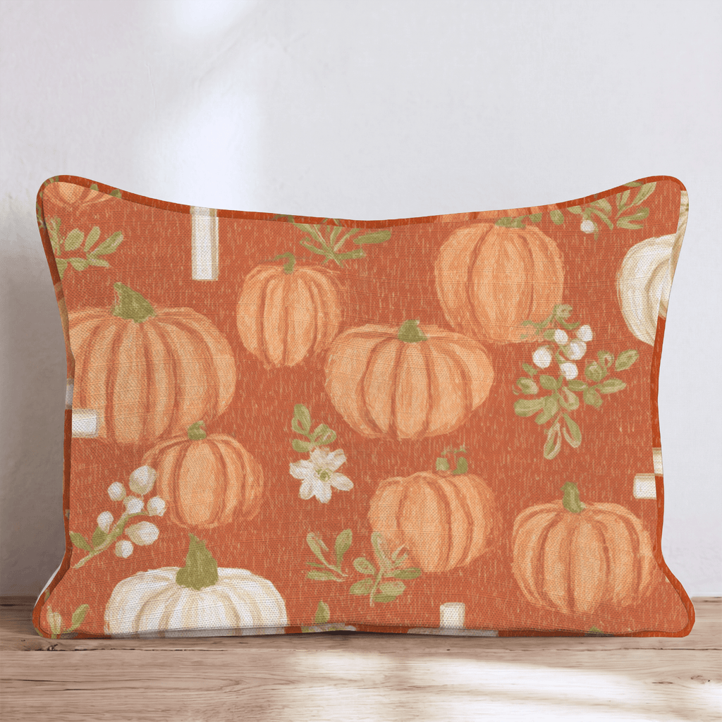 Pumpkins, Crosses & Blossoms Throw Pillow - Hillcroft Home