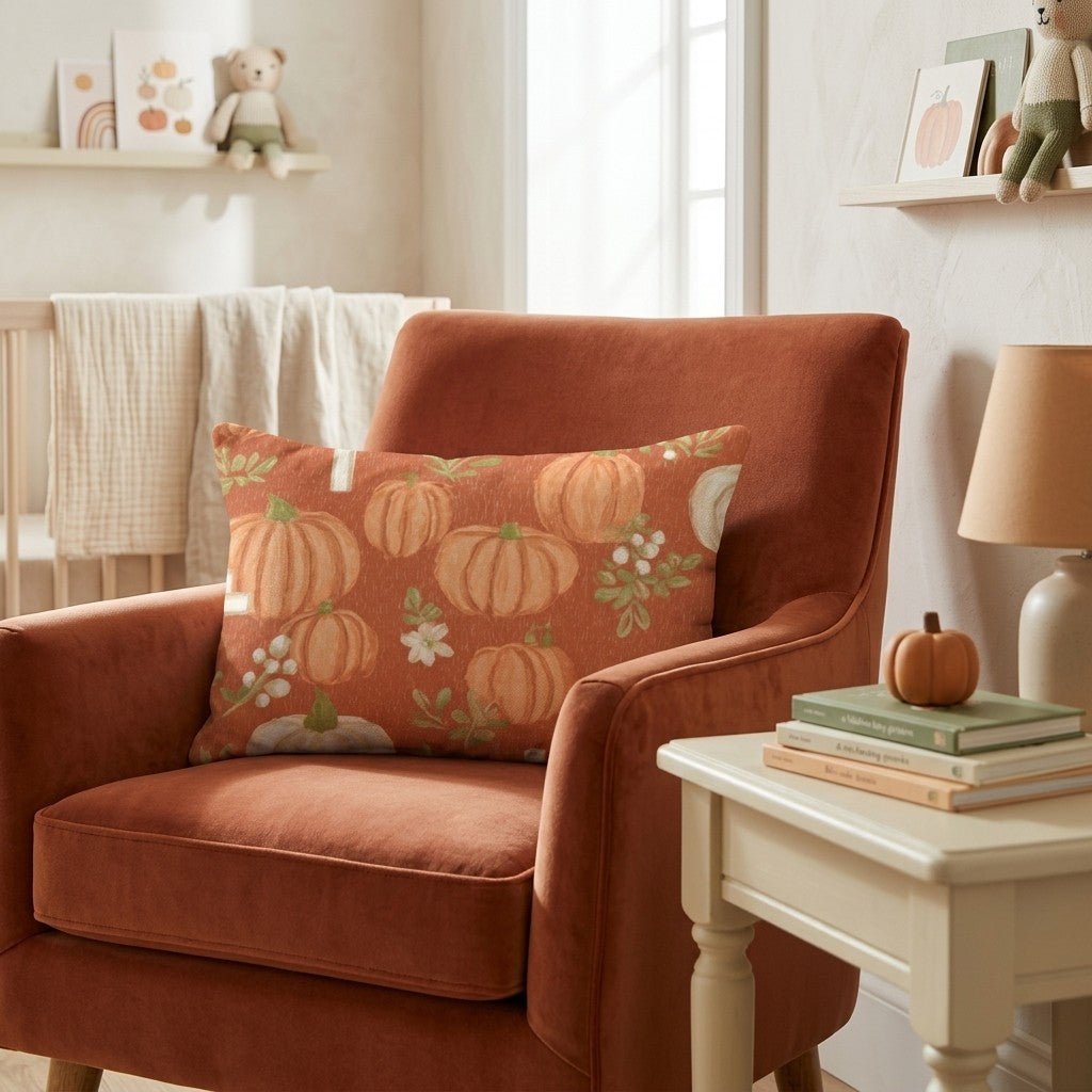 Pumpkins, Crosses & Blossoms Throw Pillow - Hillcroft Home