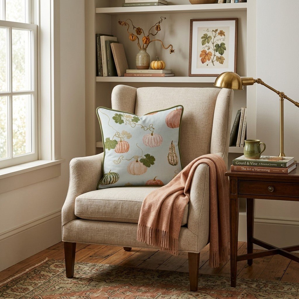 Pumpkins on Vine Throw Pillow - Hillcroft Home